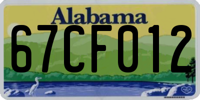 AL license plate 67CF012
