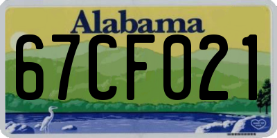 AL license plate 67CF021