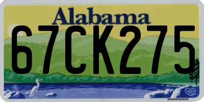 AL license plate 67CK275