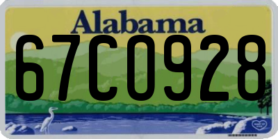 AL license plate 67CO928