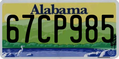 AL license plate 67CP985