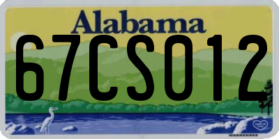 AL license plate 67CS012