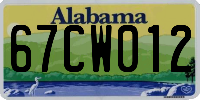 AL license plate 67CW012