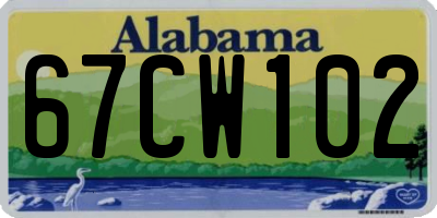 AL license plate 67CW102