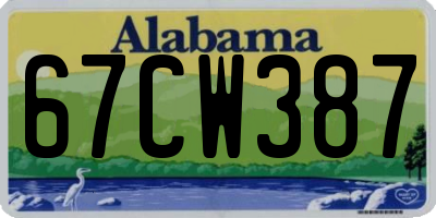 AL license plate 67CW387