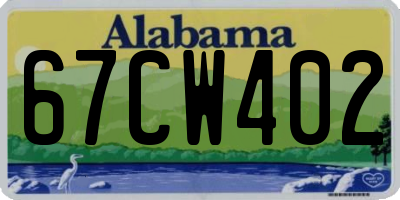 AL license plate 67CW402