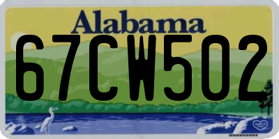 AL license plate 67CW502