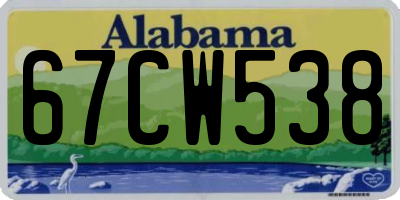 AL license plate 67CW538