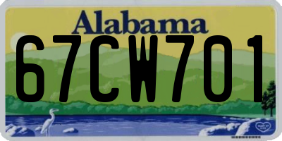 AL license plate 67CW701