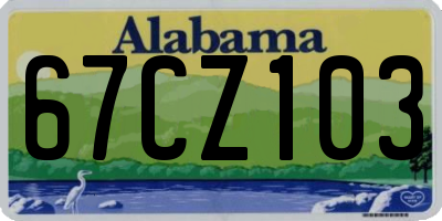 AL license plate 67CZ103