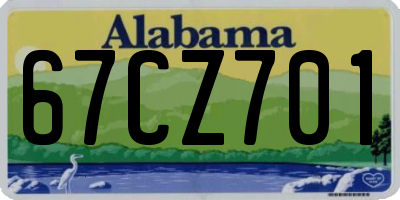 AL license plate 67CZ701