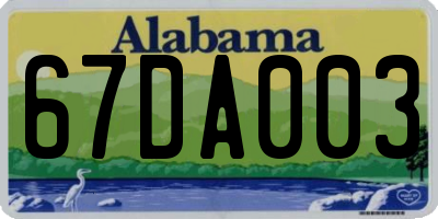 AL license plate 67DA003