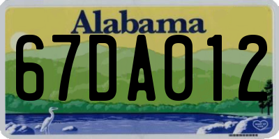 AL license plate 67DA012