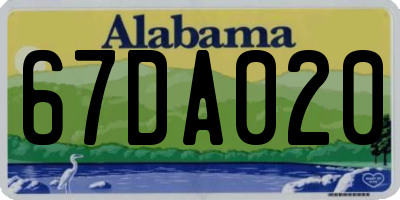 AL license plate 67DA020
