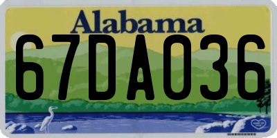AL license plate 67DA036