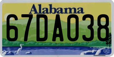 AL license plate 67DA038