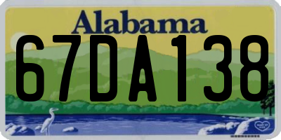 AL license plate 67DA138