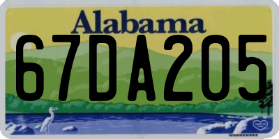 AL license plate 67DA205