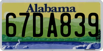 AL license plate 67DA839
