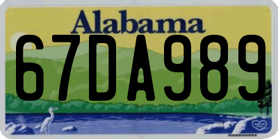 AL license plate 67DA989