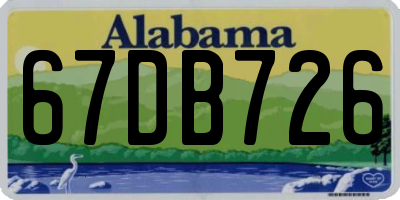 AL license plate 67DB726
