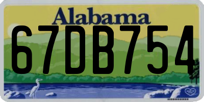 AL license plate 67DB754