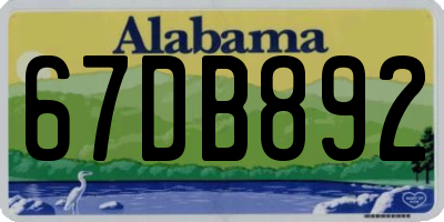 AL license plate 67DB892