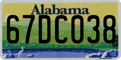 AL license plate 67DC038