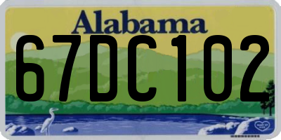 AL license plate 67DC102