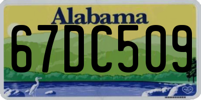 AL license plate 67DC509