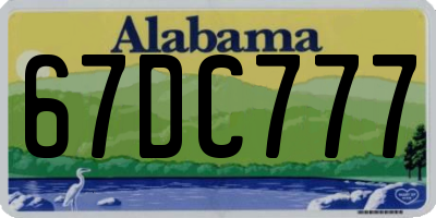 AL license plate 67DC777