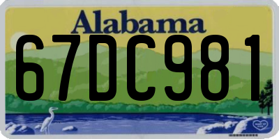 AL license plate 67DC981