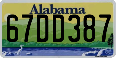 AL license plate 67DD387