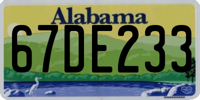 AL license plate 67DE233