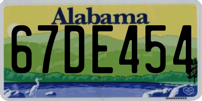 AL license plate 67DE454