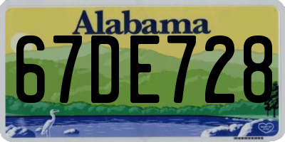 AL license plate 67DE728