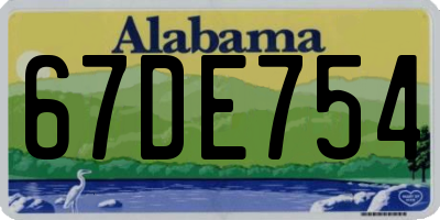 AL license plate 67DE754