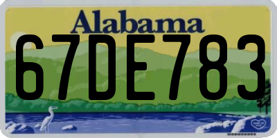 AL license plate 67DE783