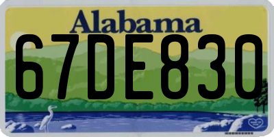AL license plate 67DE830