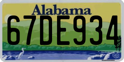 AL license plate 67DE934