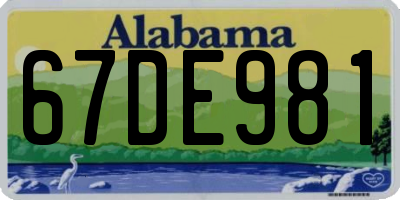AL license plate 67DE981