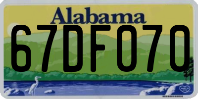 AL license plate 67DF070