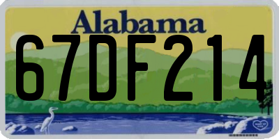 AL license plate 67DF214