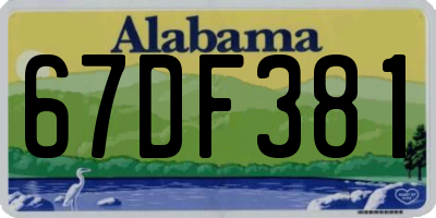 AL license plate 67DF381