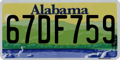 AL license plate 67DF759