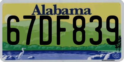 AL license plate 67DF839