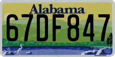 AL license plate 67DF847