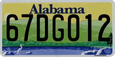 AL license plate 67DG012
