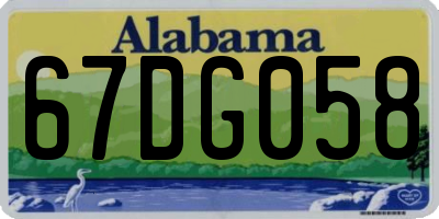 AL license plate 67DG058