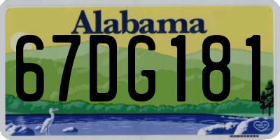 AL license plate 67DG181